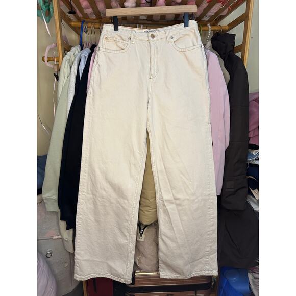 We the free Tinsley Baggy High Rise Straight Leg Jeans Size 28 Free People Cream - Picture 10 of 13